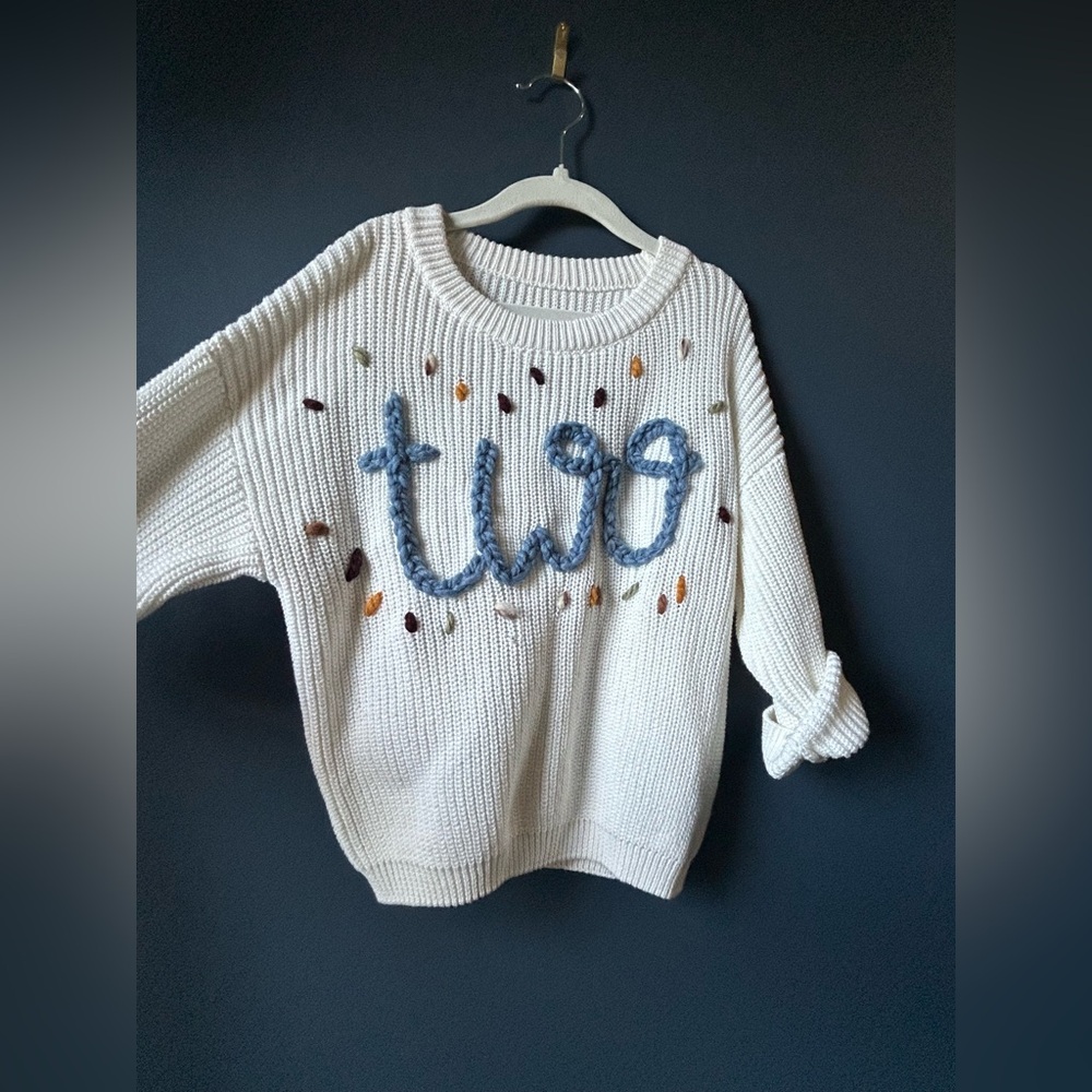 Hand embroidered Sweater, oversized, personalized TWO